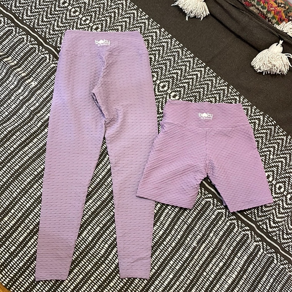 Lavender booty by Brabant croco leggings and bike shorts, one size fits all